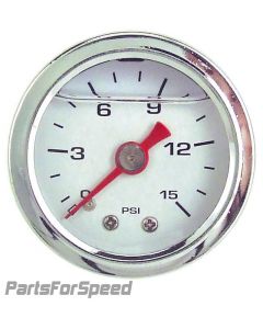 Liquid Filled Fuel Pressure Gauge 0-15 PSI White Face