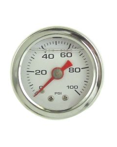 Liquid Filled Fuel Pressure Gauge 0-100 PSI White Face