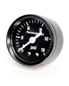 PartsForSpeed Fuel Pressure Gauge 0-15 PSI Carbureted 1/8" NPT 1.5"