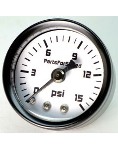 Fuel Pressure Gauge 0-15 psi Carb 1/8" NPT 1.5" White Face