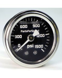 Liquid Filled Nitrous Oxide Pressure Gauge 0-1500 psi 1/8" NPT Stainless Bezel