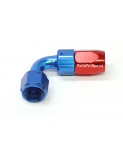  -6AN 90 Degree Swivel Hose End Blue & Red