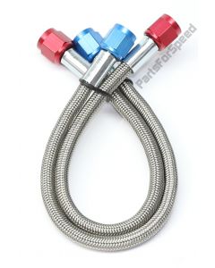 Pair (2) 4AN Braided Nitrous Feed Lines / Hoses 12 inch Teflon Core Made in USA