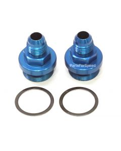 Dual Inlet Bowl Adapters 7/8"-20 to 6AN Blue for Holley Carburetors Pair