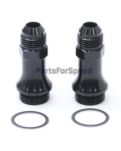Dual Inlet Bowl Adapters 7/8"-20 to 8AN Black for Holley Carburetors Pair