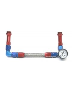 Holley 4150 Double Pumper Braided Fuel Line -8 AN With Fuel Pressure Gauge